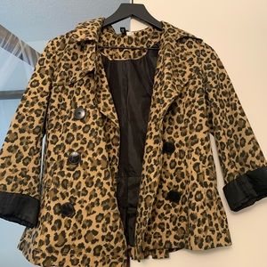 Leopard print trench jacket